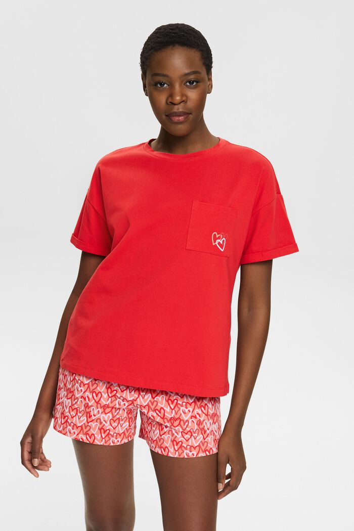 Pyjamassæt med hjerteprint, RED, detail image number 0