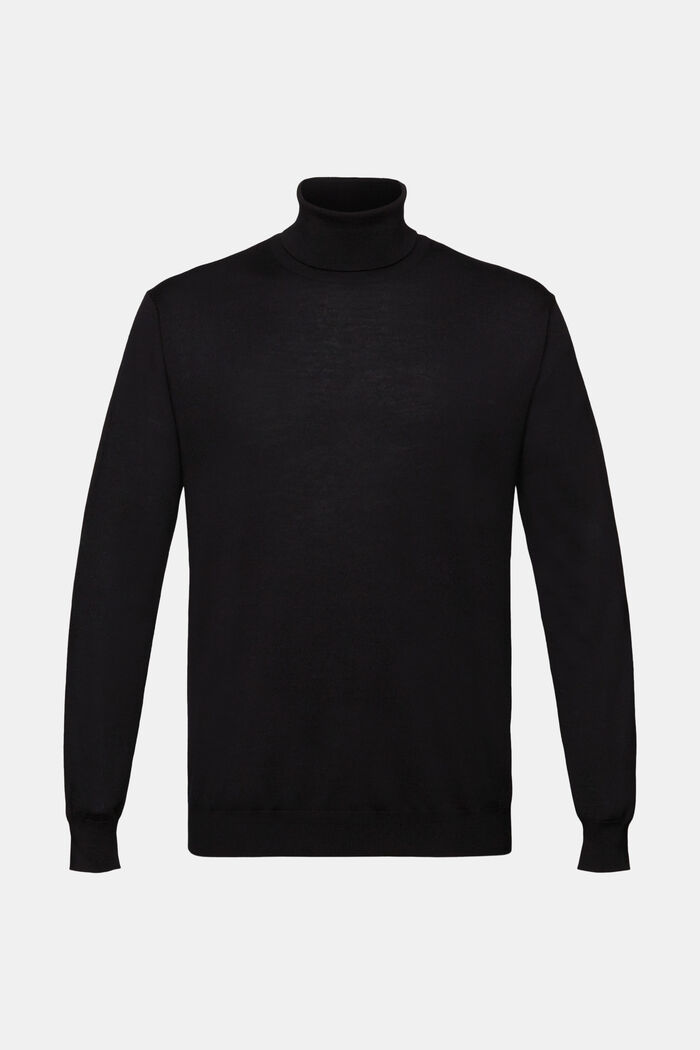 Rullekravesweater i merinould, BLACK, detail image number 6