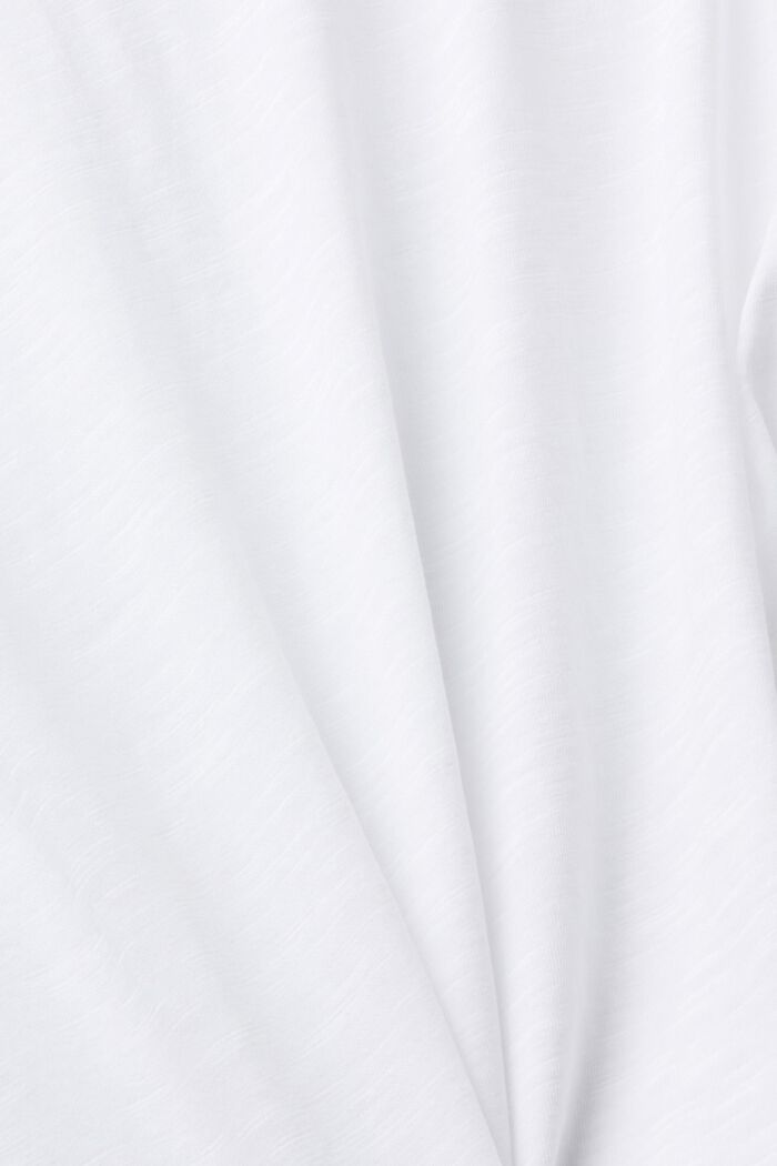 Bomulds-T-shirt med V-hals og pyntesøm, WHITE, detail image number 5