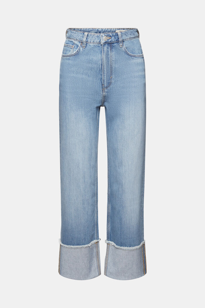 Cropped 80'er-jeans med fikserede opsmøg, TENCEL™, BLUE LIGHT WASHED, detail image number 7