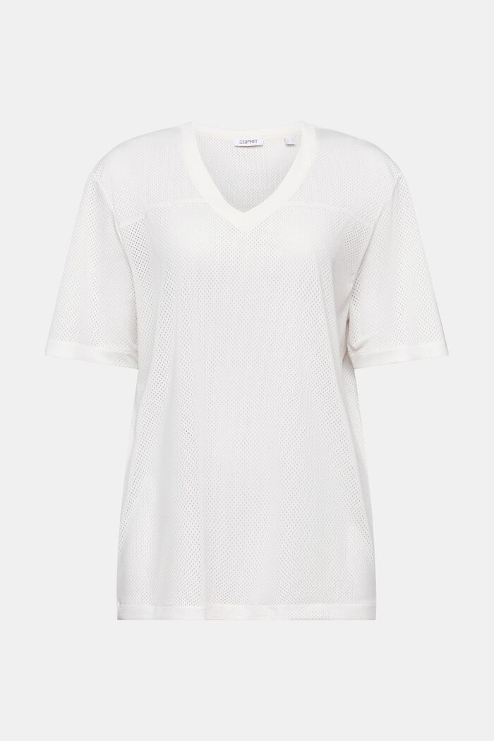 T-shirt i åben strik med V-hals, OFF WHITE, detail image number 5