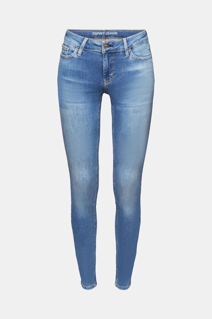 Skinny jeans med mellemhøj talje, BLUE MEDIUM WASHED, detail image number 7