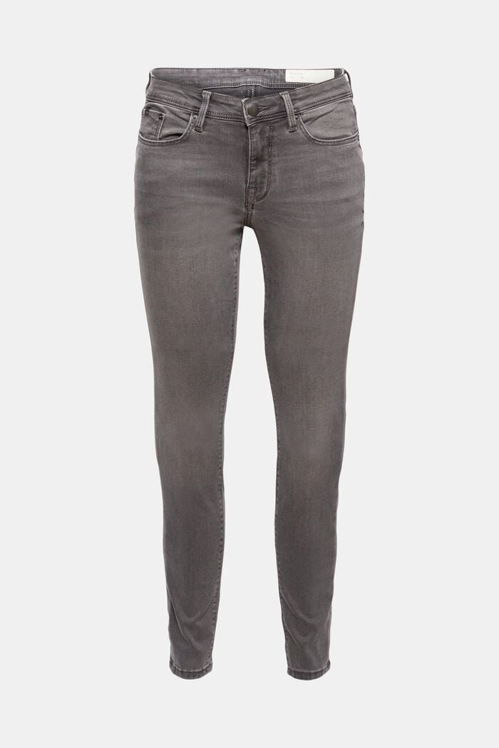 Skinny jeans med lav talje, GREY MEDIUM WASHED, overview