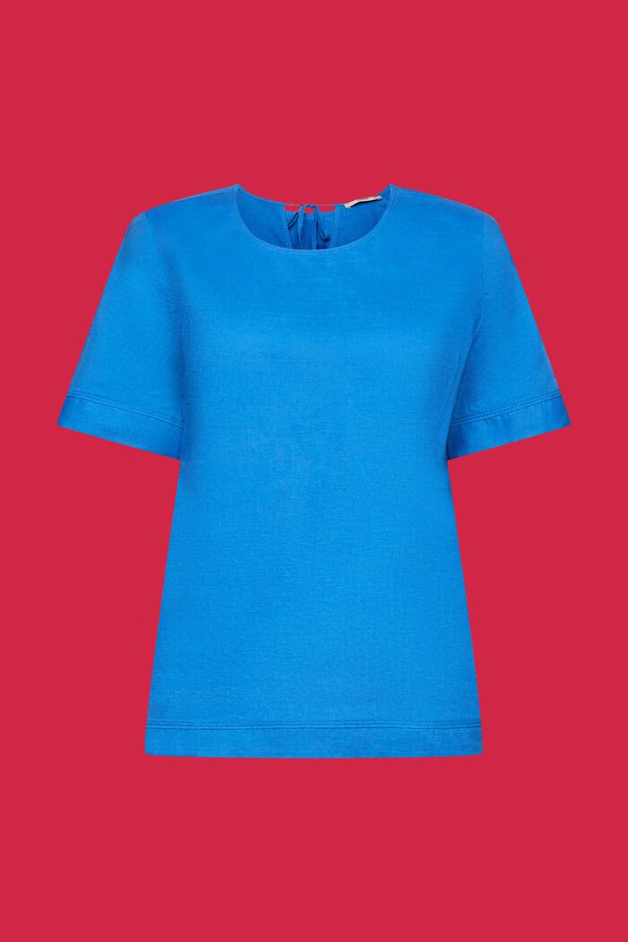 Bluse med nøglehulsdetalje, BRIGHT BLUE, detail image number 6