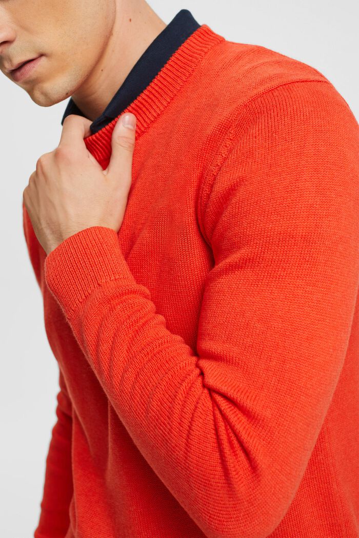 Pullover i strik af bæredygtig bomuld, RED, detail image number 0