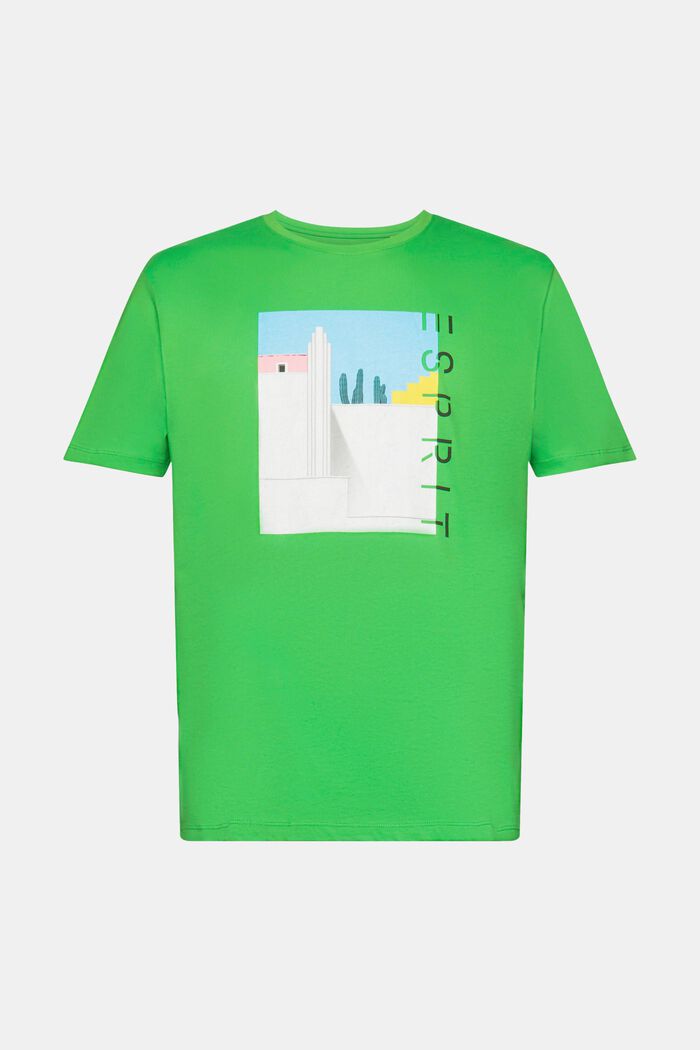 T-shirt i bomuld med print på fronten, GREEN, detail image number 6