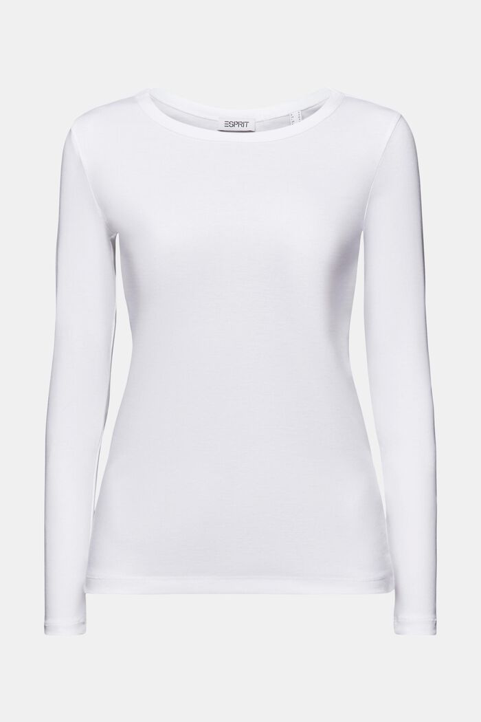 Langærmet T-shirt i bomuldsjersey, WHITE, detail image number 5