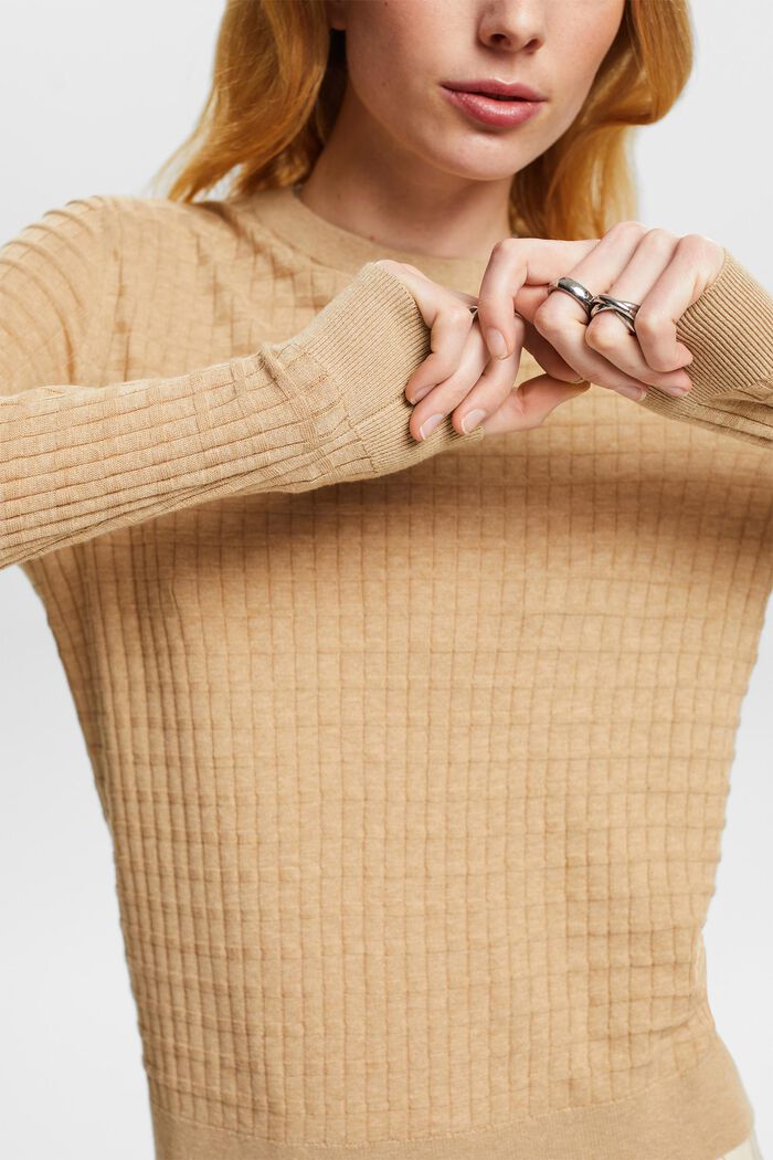Sweater i strukturstrik, BEIGE, detail image number 3