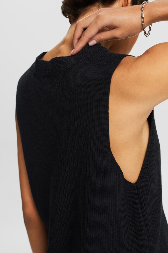 Ribstrikket sweatervest med V-hals, BLACK, detail image number 2