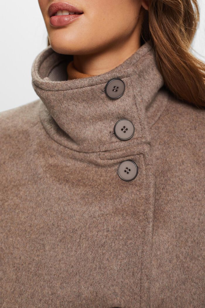 Genanvendt: Frakke i uldmiks med kashmir, TAUPE, detail image number 2
