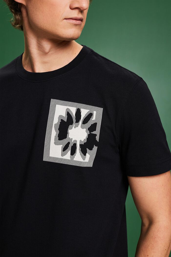 T-shirt med logo og blomsterprint, BLACK, detail image number 3