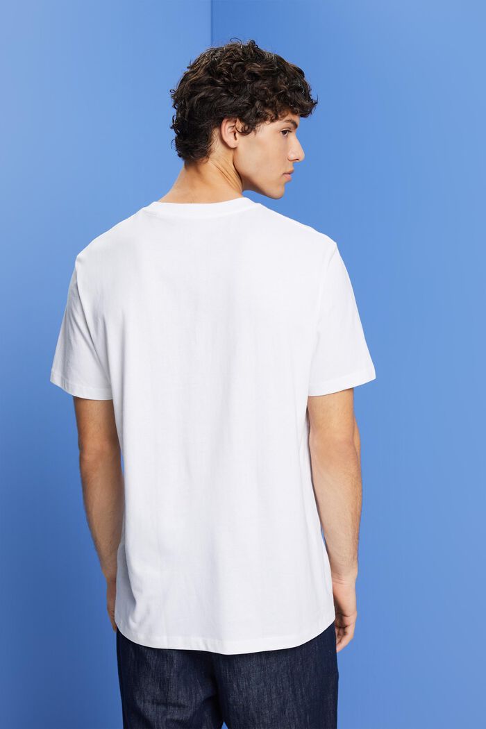 T-shirt med print på brystet, 100 % bomuld, WHITE, detail image number 3