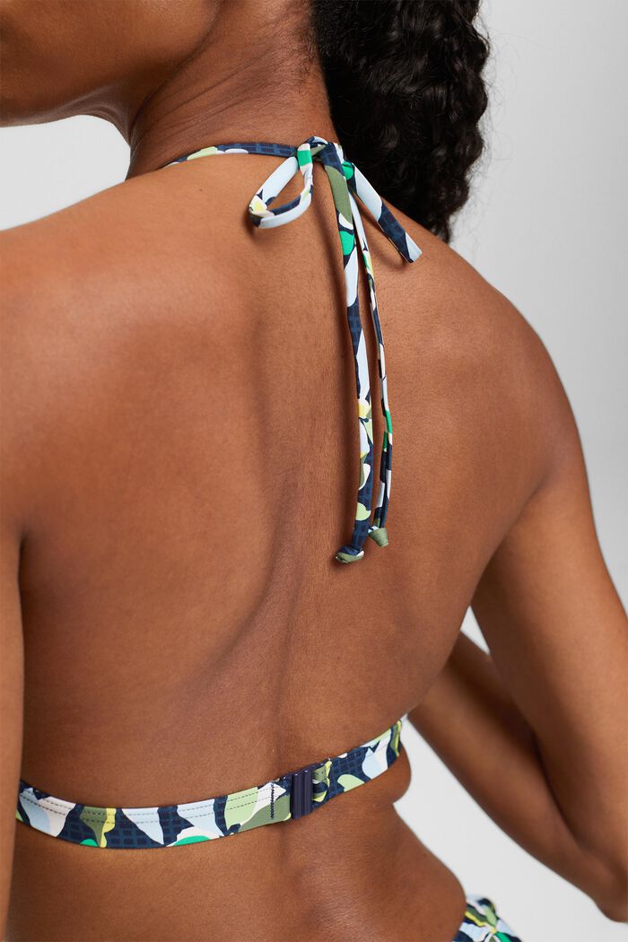 Halterneck-bikinitop med print, NAVY, detail image number 1
