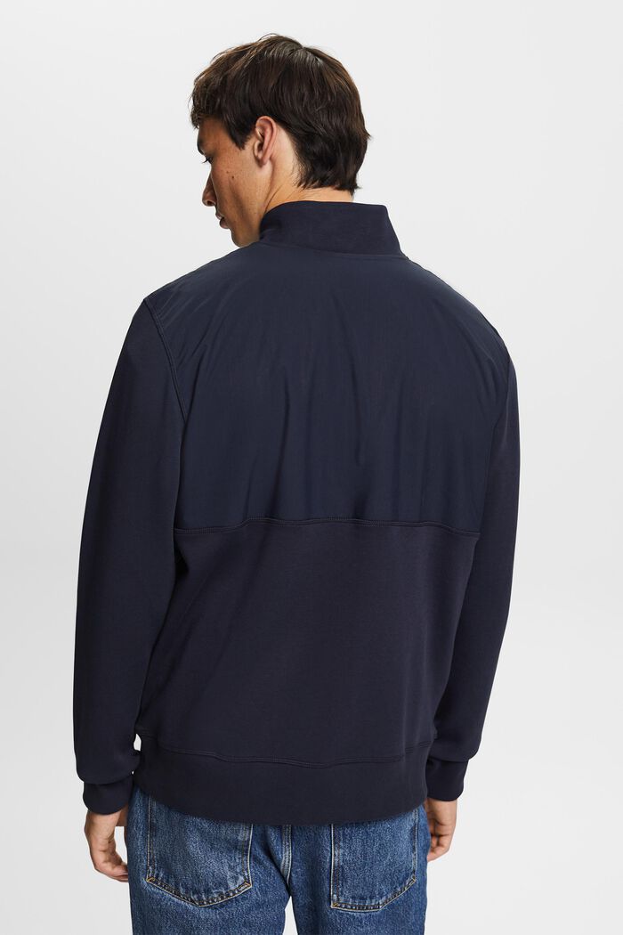 Sweatshirt i materialemiks med halv lynlås, NAVY, detail image number 3