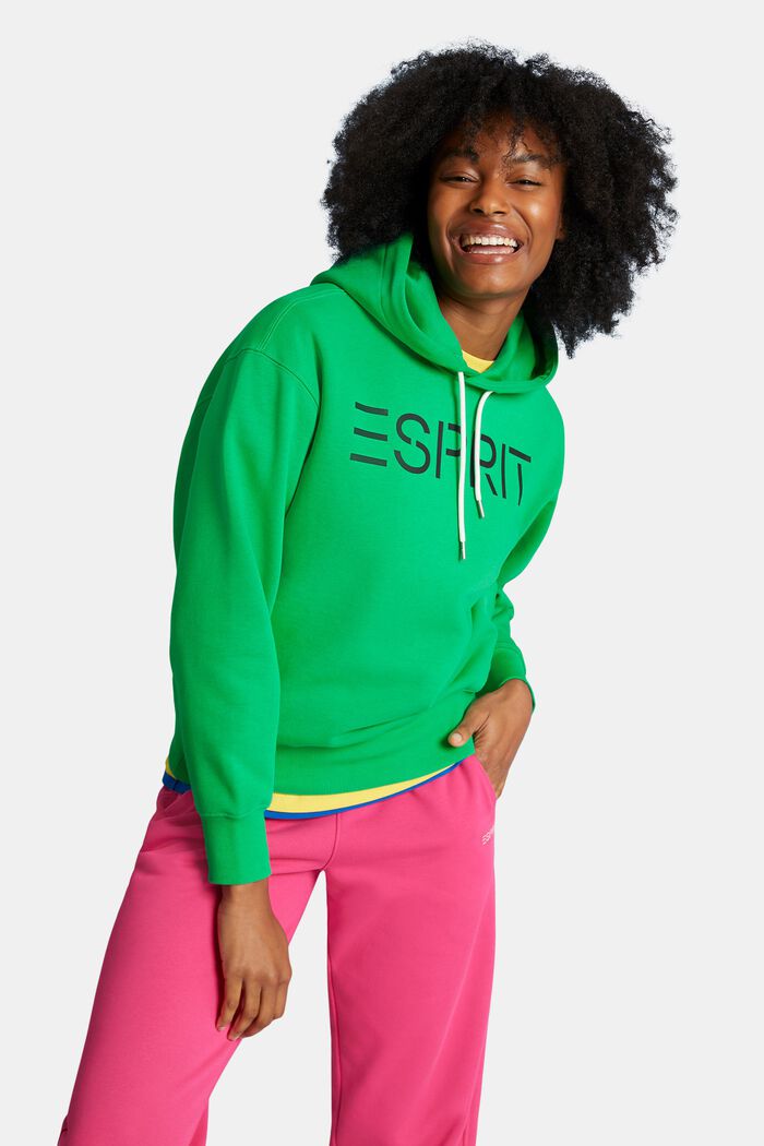 Unisex hættetrøje i fleece med logo, GREEN, detail image number 0