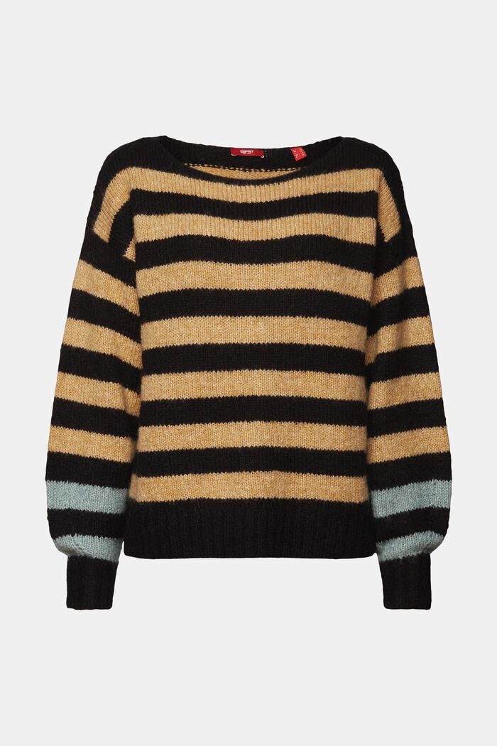Stribet Sweater i uld-/mohairmiks, BLACK, detail image number 5