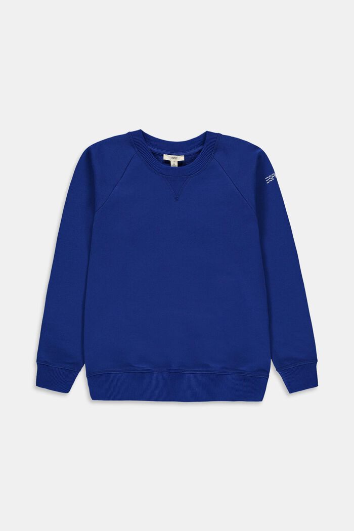Sweatshirt med logo, 100% bomuld, BRIGHT BLUE, overview