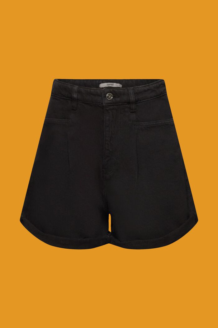 Shorts med høj talje og hør, BLACK, detail image number 5