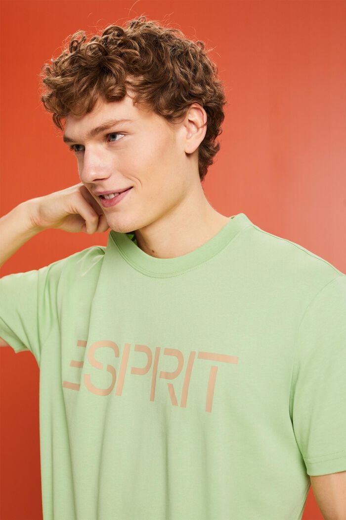 Unisex T-shirt i bomuldsjersey med logo, LIGHT GREEN, detail image number 4
