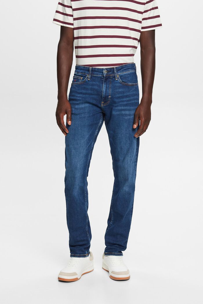 Slim jeans med mellemhøj talje, BLUE DARK WASHED, detail image number 0