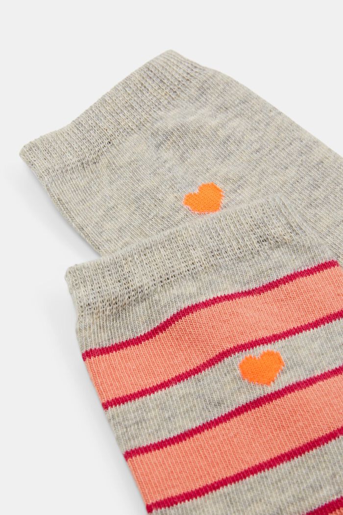 Pakke med 2 par stribede sokker, STORM GREY, detail image number 2