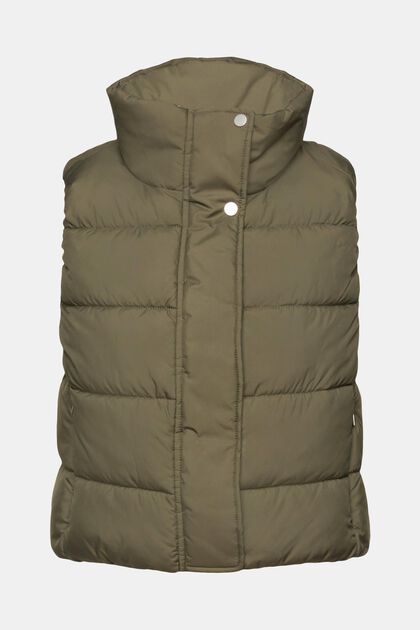 Cropped quiltet bodywarmer, KHAKI GREEN, overview