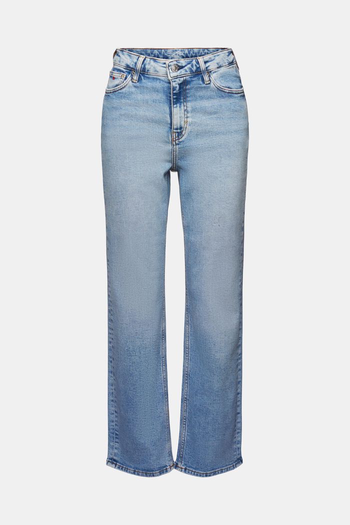 Lige retro-jeans med høj talje, BLUE LIGHT WASHED, detail image number 7