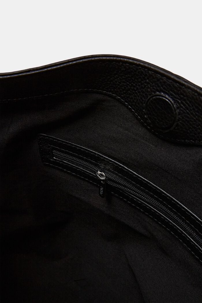 Skuldertaske i læder med aftagelig hank, BLACK, detail image number 3