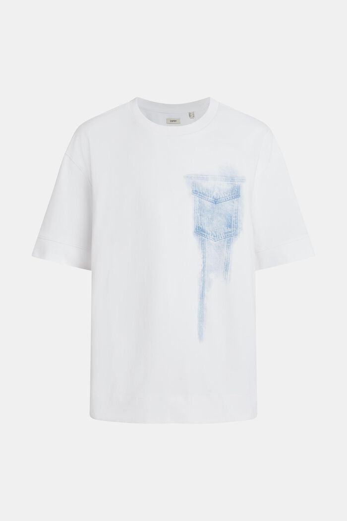 T-shirt med placeret indigoprint, WHITE, detail image number 4