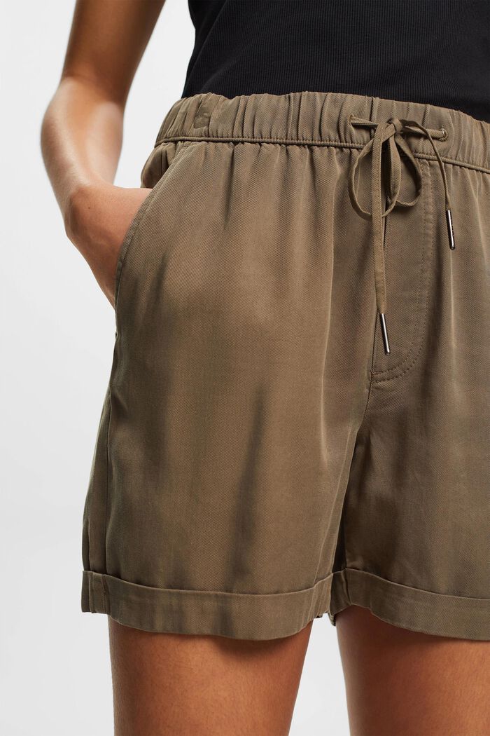 Shorts i TENCEL™ med elastisk linning og justerbart bånd, KHAKI GREEN, detail image number 2