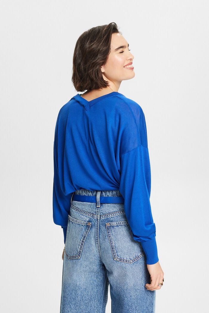 Sweater med V-hals, BRIGHT BLUE, detail image number 2