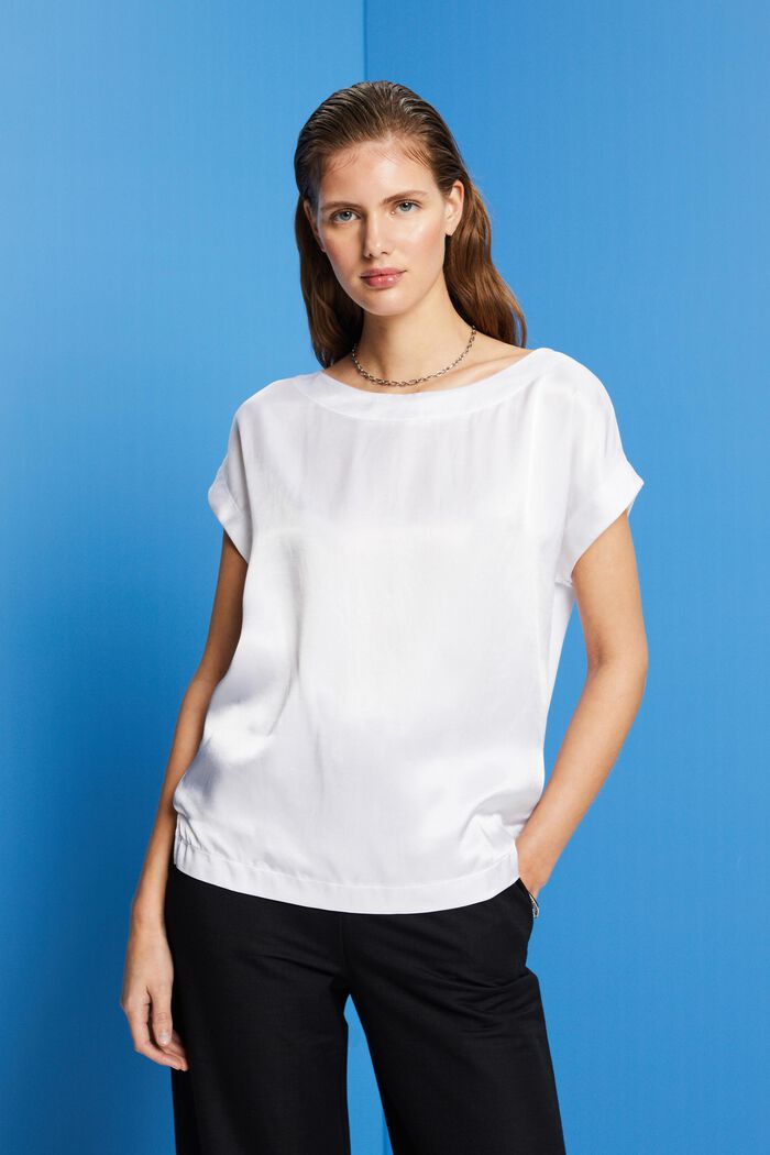 T-shirt i materialemiks, LENZING™ ECOVERO™, WHITE, detail image number 0
