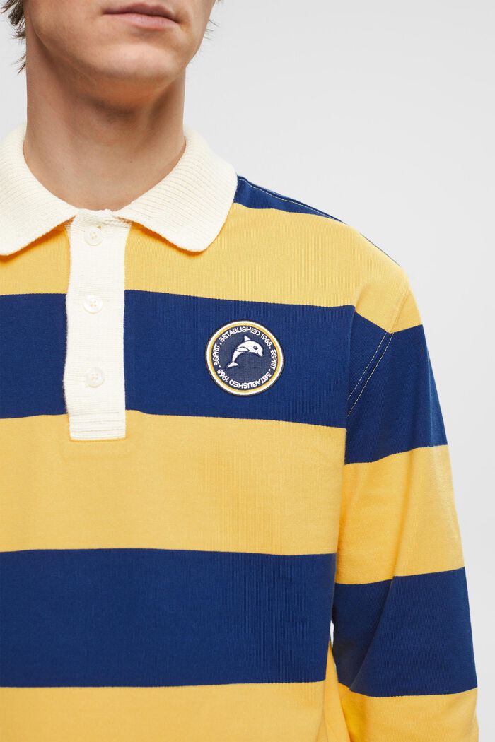 Stribet rugby-poloshirt, YELLOW, detail image number 2