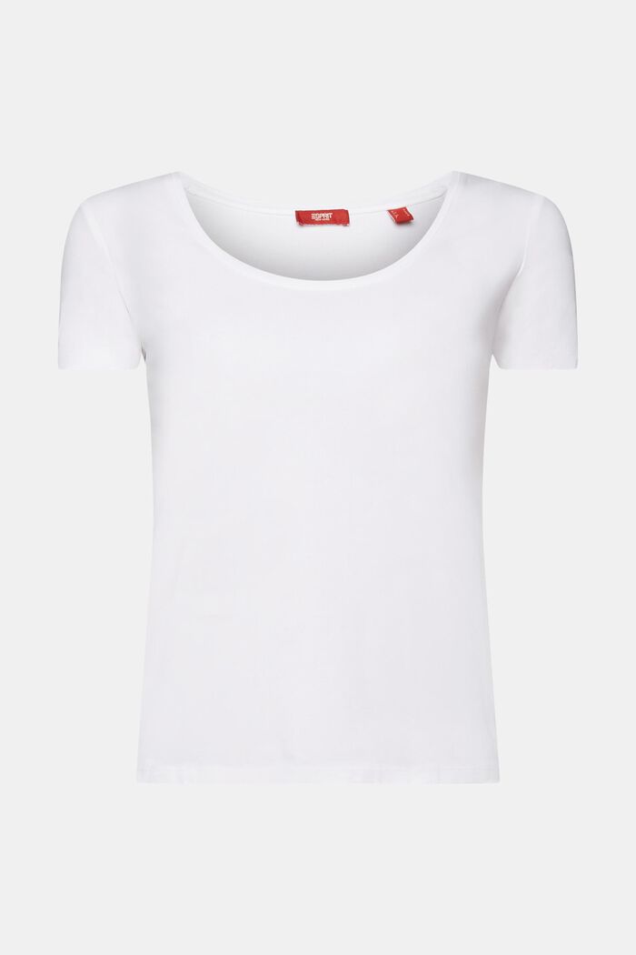 T-shirt med dyb rund halsudskæring, WHITE, detail image number 6
