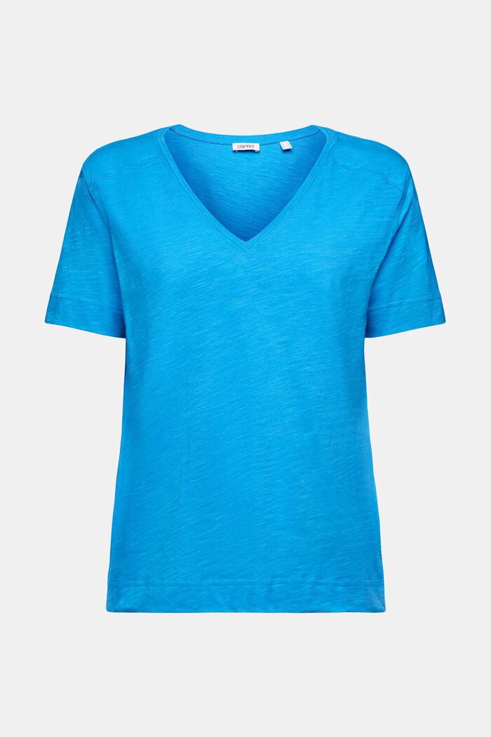 Jersey-T-shirt med V-hals, BLUE, detail image number 6