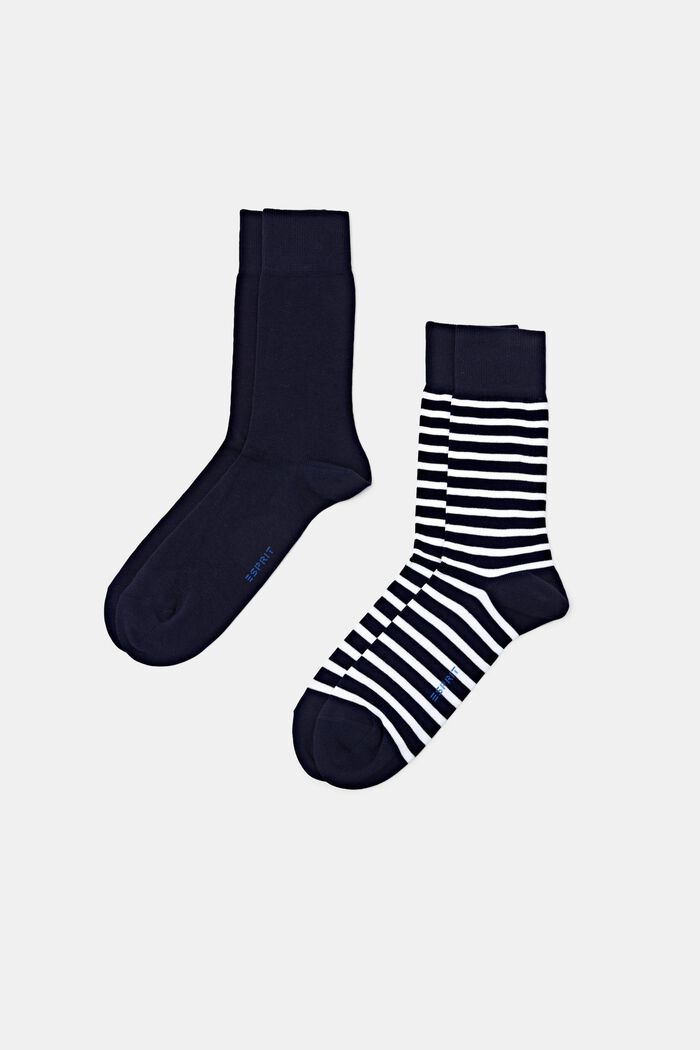 Pakke med 2 par sokker i groft strik, SPACE BLUE, detail image number 0