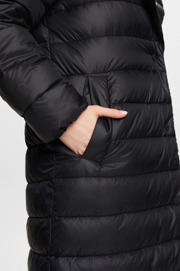 Genanvendt: Quiltet frakke med revers, BLACK, detail image number 3