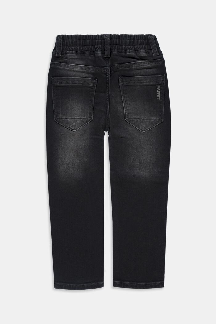 Jeans med elastisk linning og snøre, BLACK DARK WASHED, detail image number 1