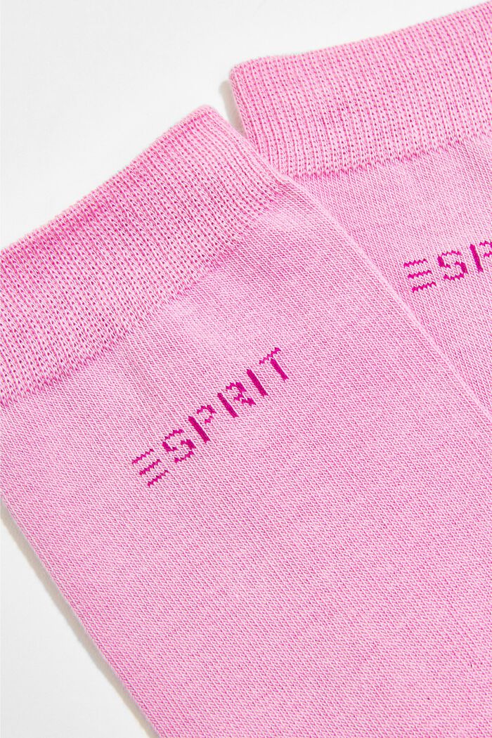 Pakke med 2 par sokker m. striklogo, øko bomuld, ORCHID, detail image number 1