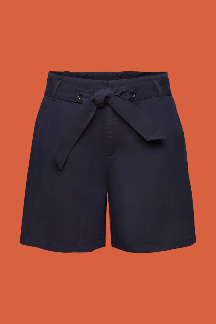 Shorts med bindebælte, hør-/bomuldsmiks, NAVY, detail image number 7