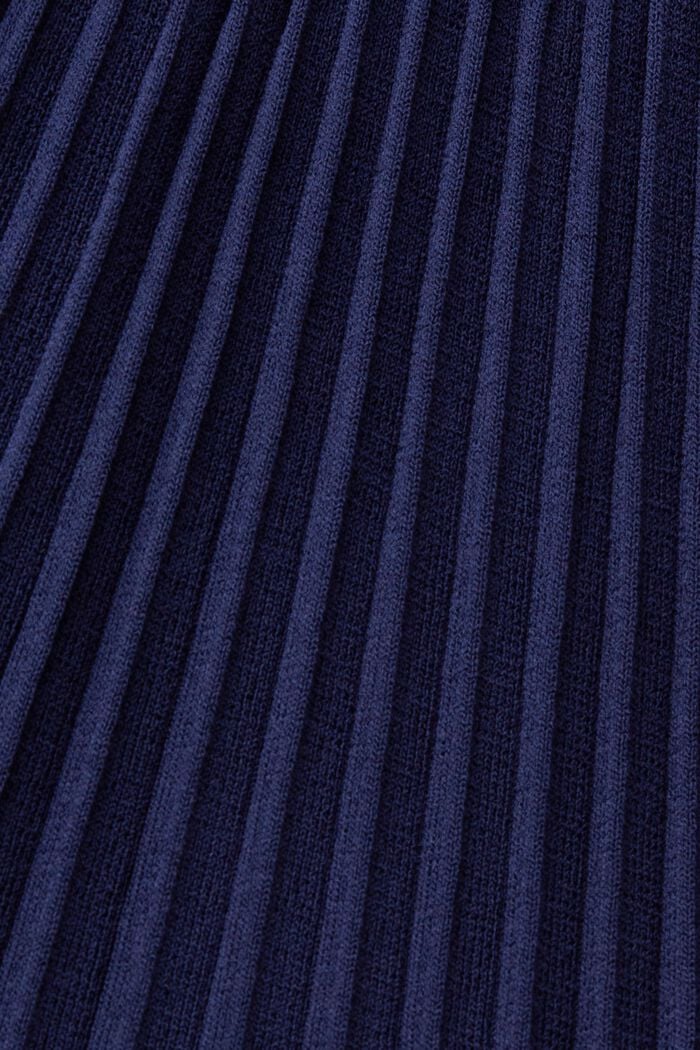 Plisseret minikjole med lange ærmer og rund hals, DARK BLUE, detail image number 6