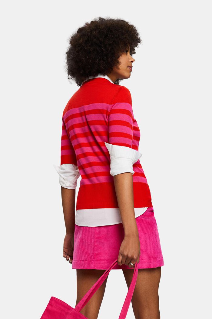 Stribet sweatshirt med rund hals, RED, detail image number 4