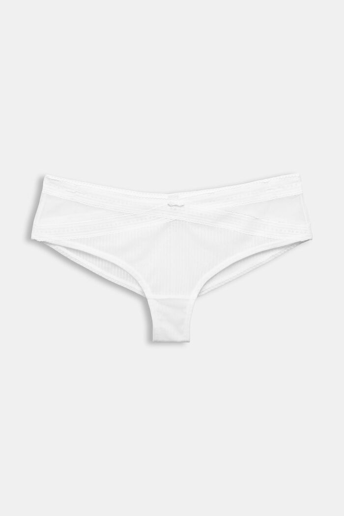 hipster-shorts med mønstrede blonder, WHITE, overview