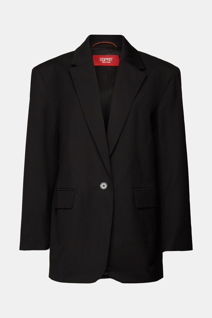Oversized enkeltradet blazer, BLACK, detail image number 5