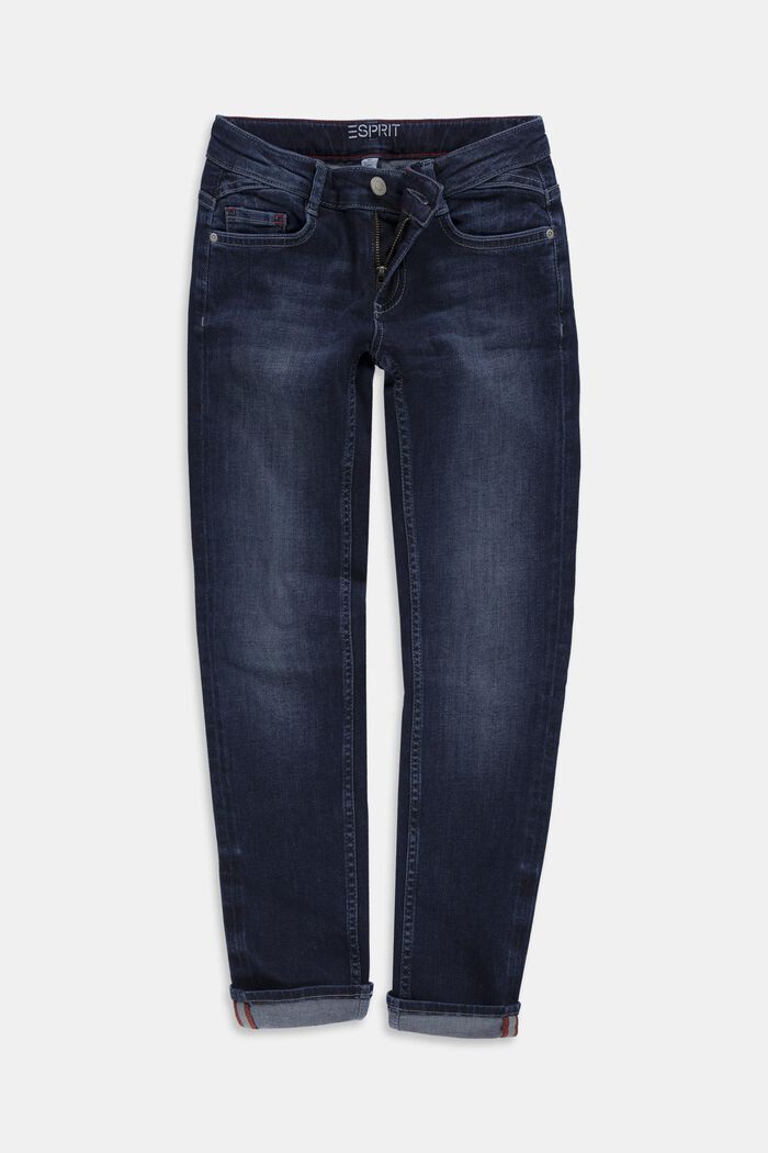 Reflekterende jeans med justerbar linning, BLUE DARK WASHED, overview