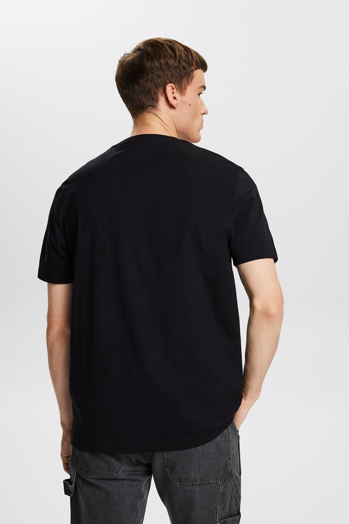 Jersey-T-shirt i pimabomuld med rund hals, BLACK, detail image number 3
