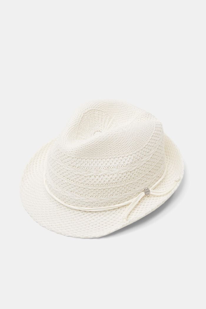 Fedora hat i strik, OFF WHITE, detail image number 0
