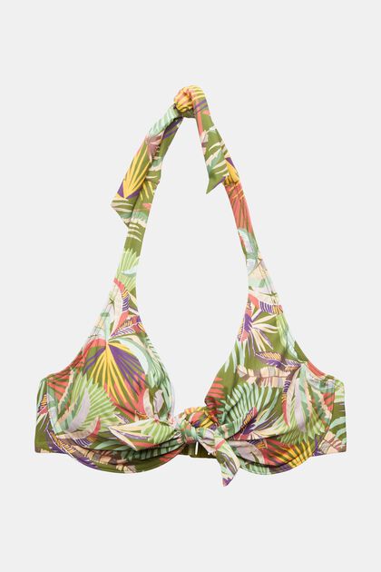 Halterneck-bikinitop med bøjle og print
