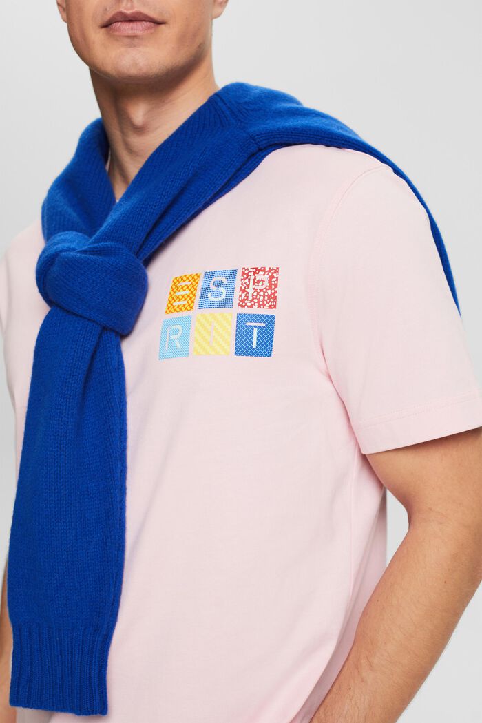 T-shirt i bomuldsjersey med logo, PASTEL PINK, detail image number 2