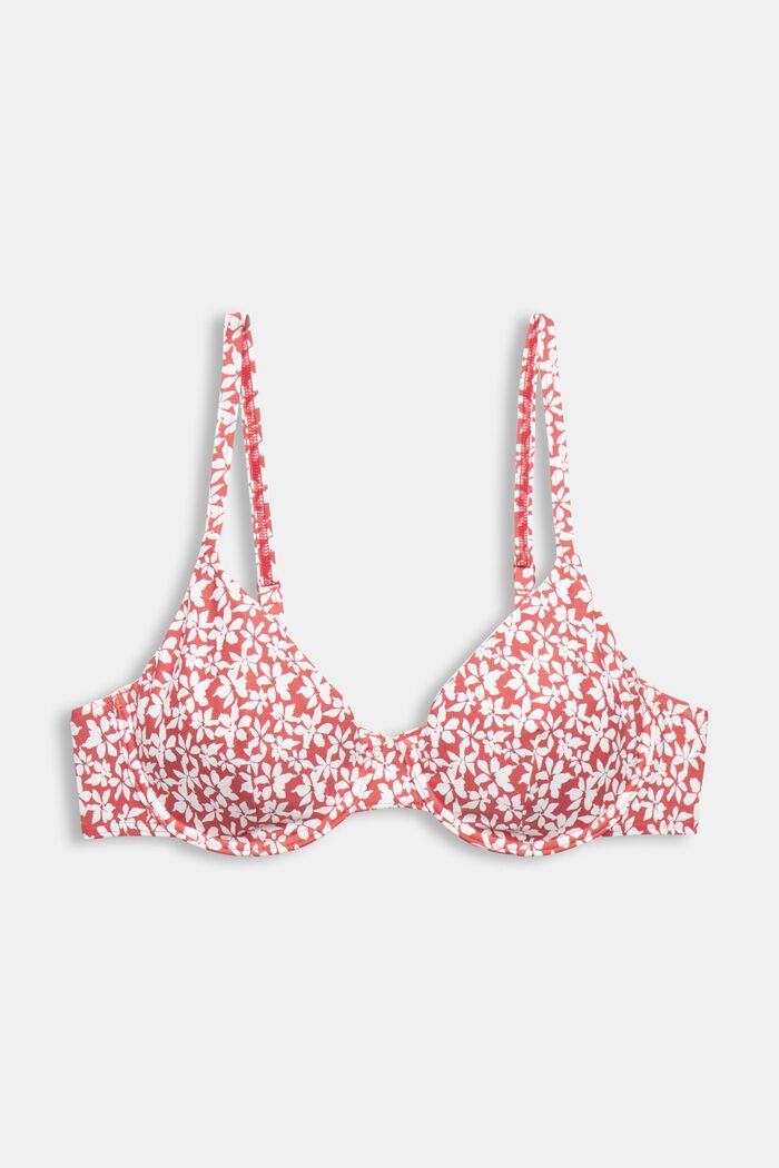 Upolstret bikinitop med bøjle og print, DARK RED, detail image number 5